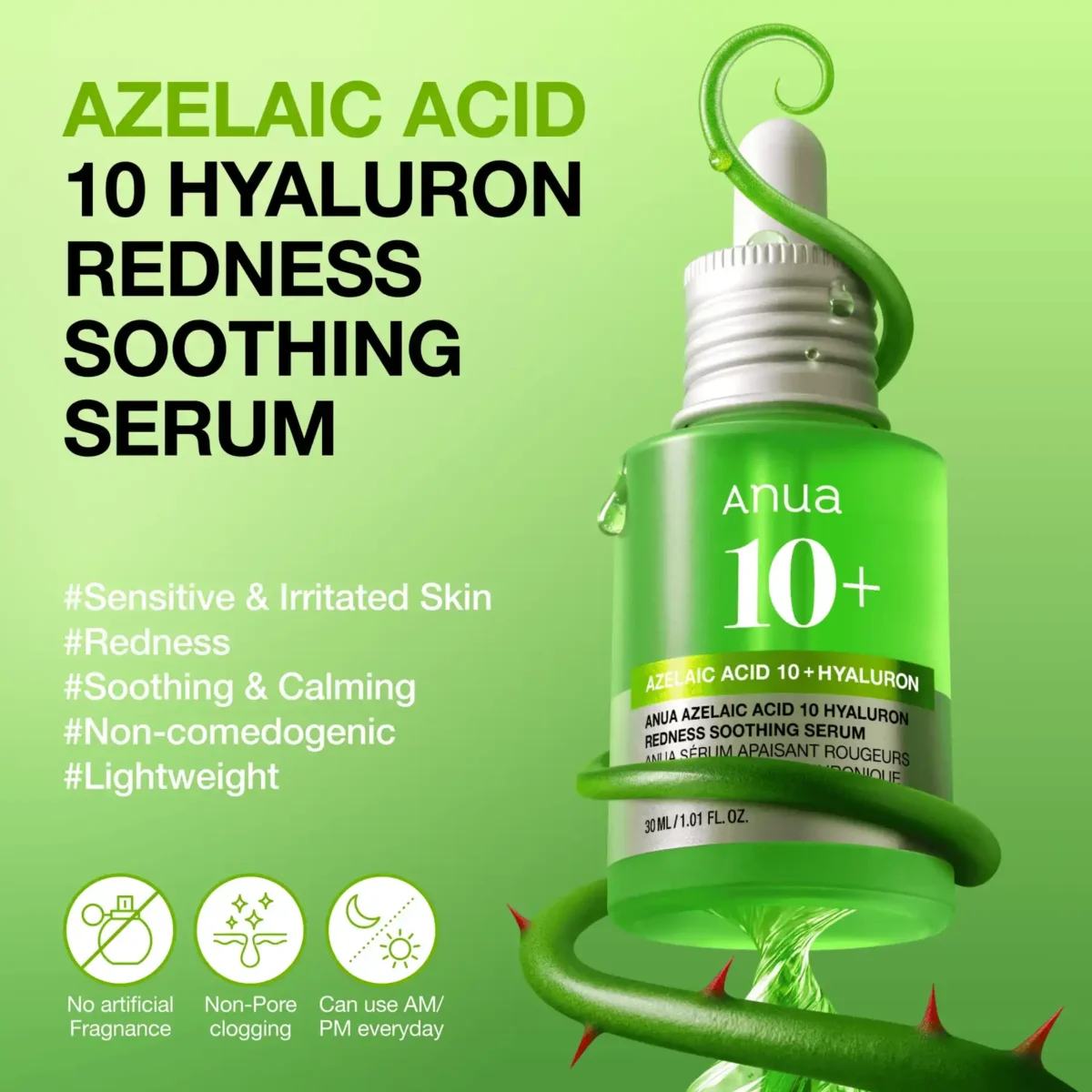 ANUA Azelaic Acid 10 Hyaluron Redness Soothing Serum 30 ml