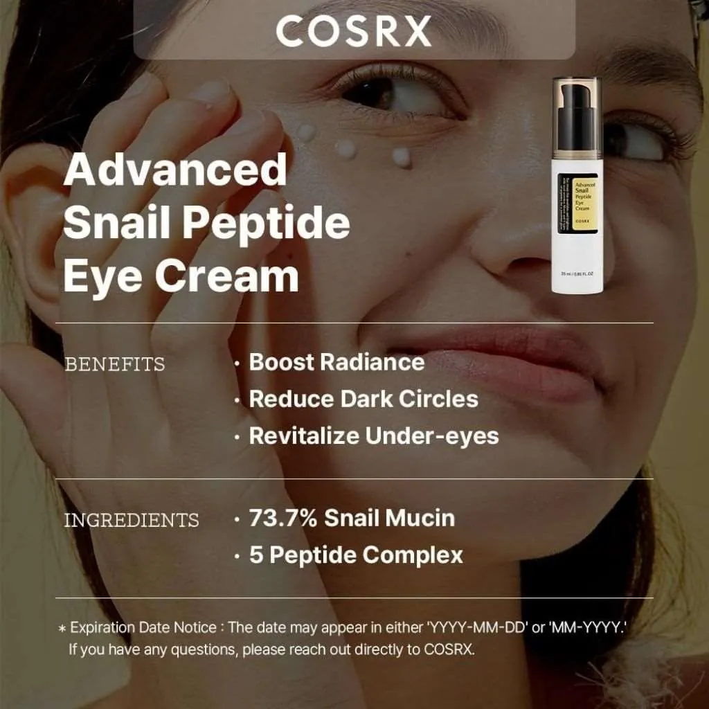 COSRX Advanced Snail Peptide Eye Cream With Niacinamide For Dark Circles & Puffiness 25ml