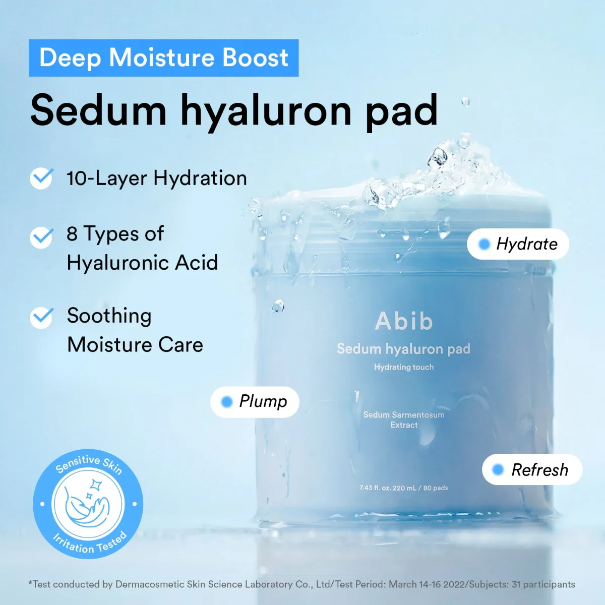 ABIB Sedum Hyaluron Pad Hydrating Touch 220 ml / 80 Pads